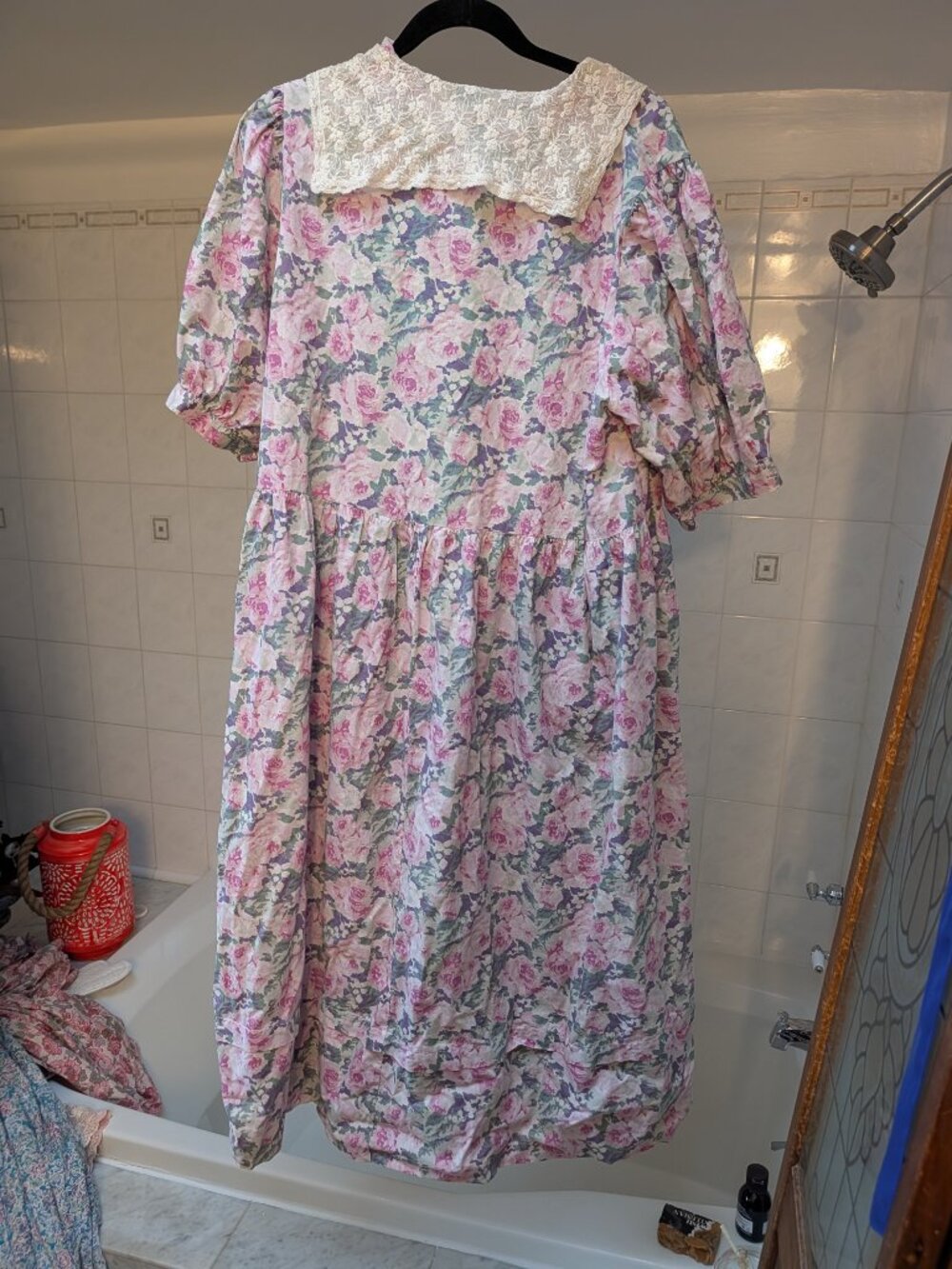 Vintage Laura Ashley Made in Great Britain Floral Lace Collar Dress USA 14 - Picture 3 of 5